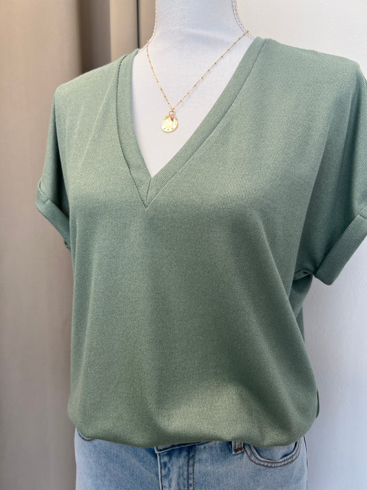 T-SHIRT BIANCA VERT D'EAU