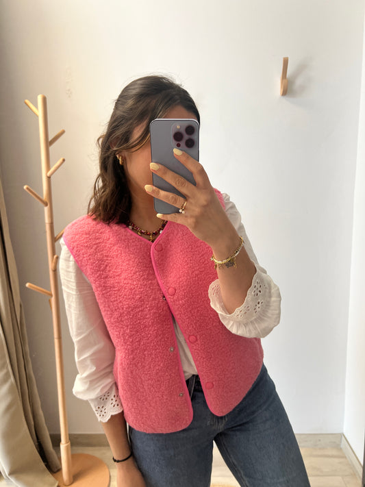 GILET SANS MANCHE rose